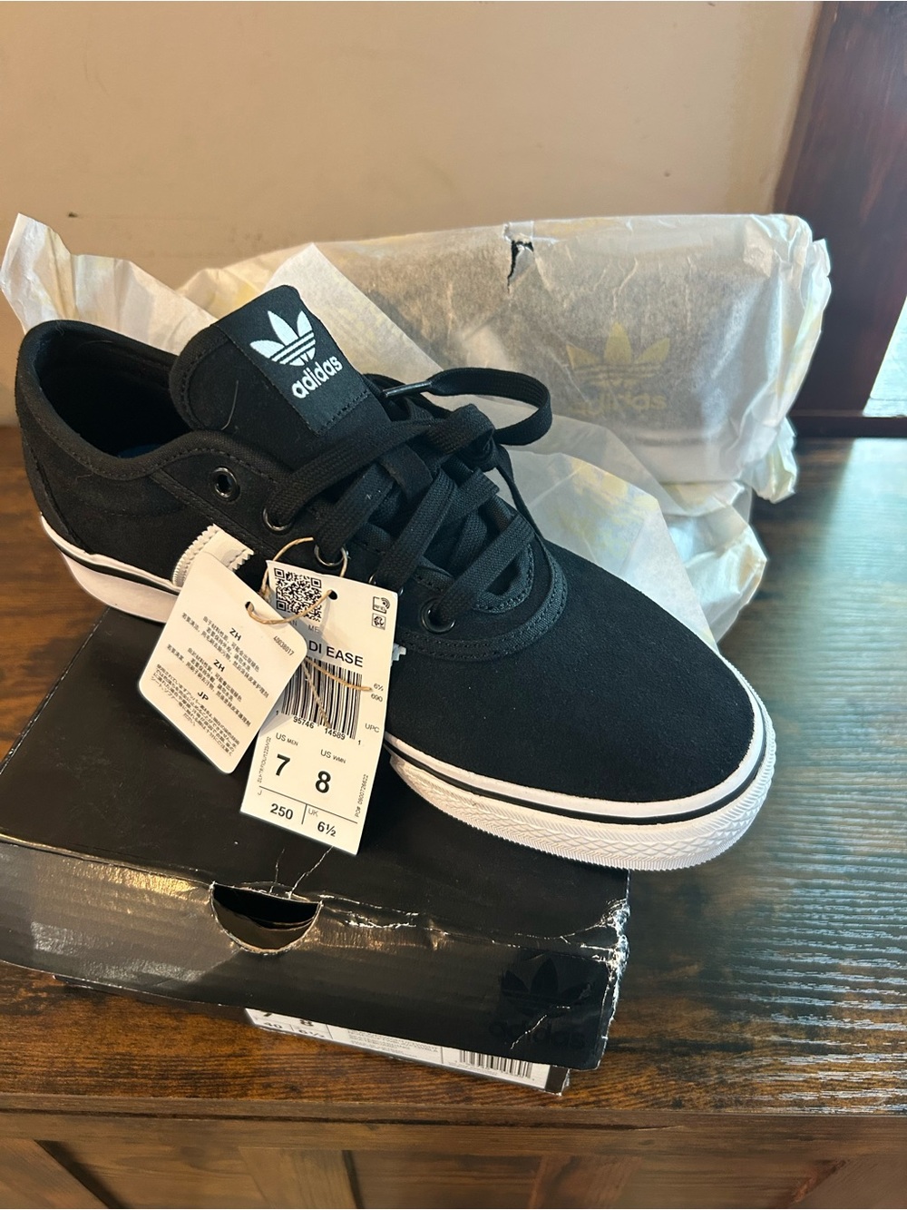 adidas Black and White Adi Ease Low-Top Sneakers